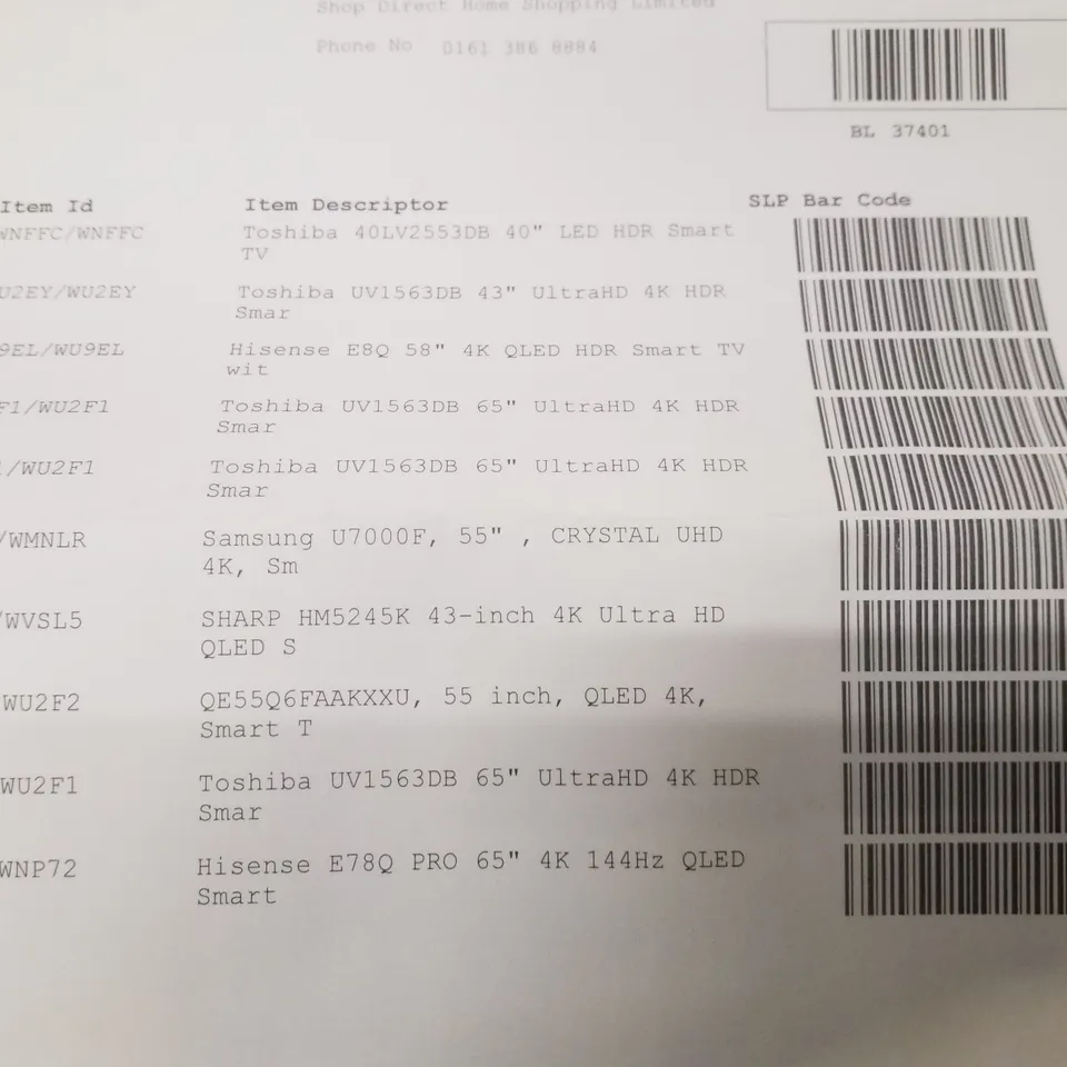 PALLET CONTAINING 10 ASSORTED DAMAGED TVS