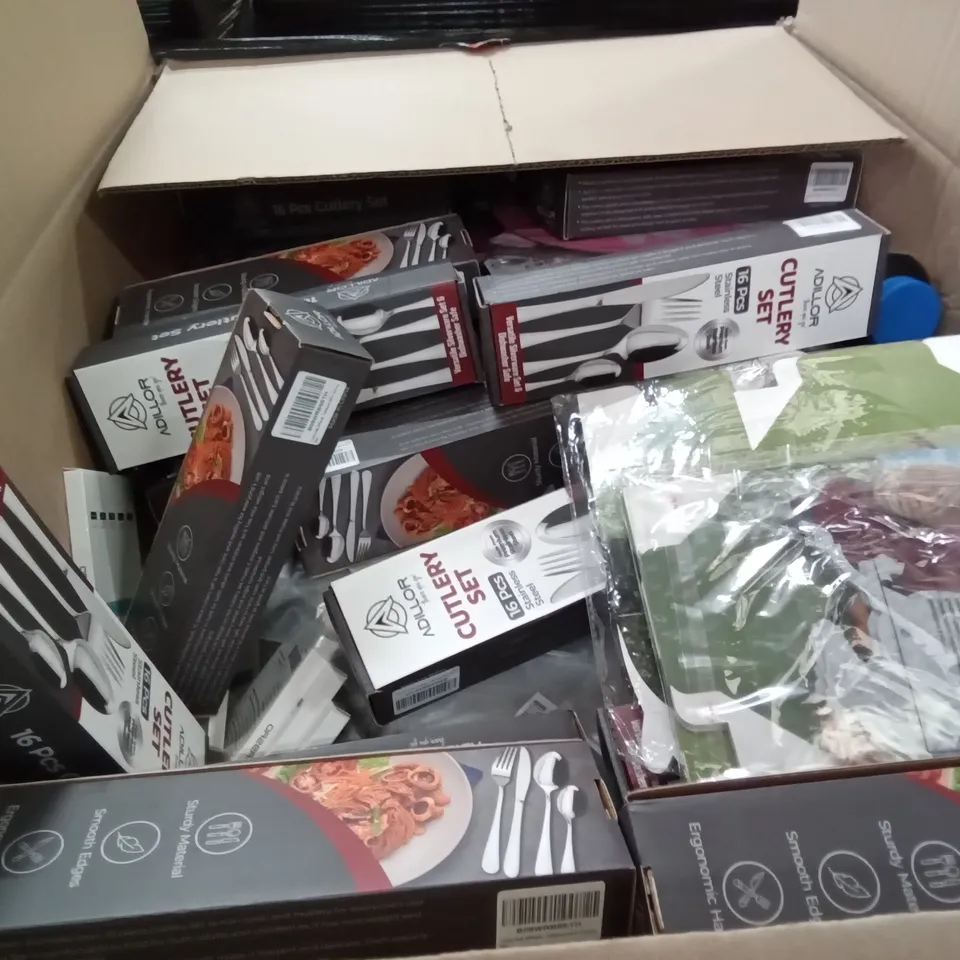PALLET OF ASSORTED ITEMS INCLUDING ADILLOR 16PCS CUTLERY SET, HORSE PARTY DECORATIONS, ITS A GIRL DECORATIONS, TOOTH EXTRACTION BOOK, EVERY SECOND TUESDAY BOOK