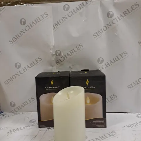 SET OF 2 BOXED LUMINARA CANDLES 3.5X5.3 INCHES
