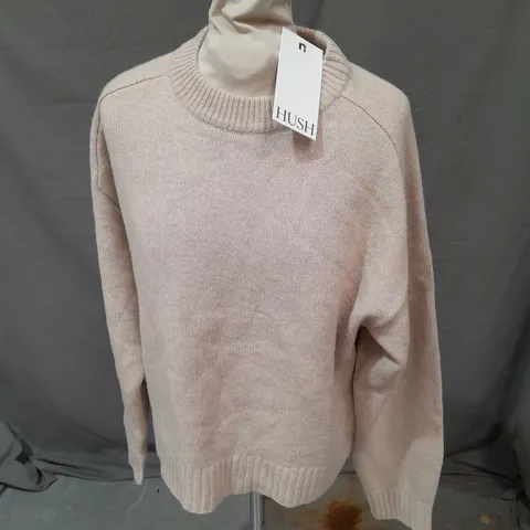 HUSH NINA MERINO WOOL CROPPED JUMPER IN OATMEAL SIZE M