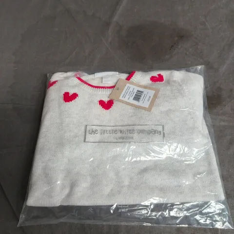 THE WHITE COMPANY ORGANIC COTTON WOOL HEART FAIRISLE JUMPER, 5-6 YEARS, ECRU MARL