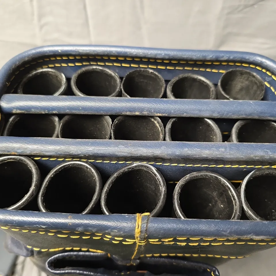 GREBAN NAVY LEATHER GOLF BAG WITH CLUB DIVIDERS