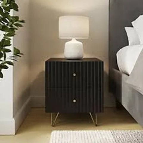 BOXED GFW THALIA BLACK 2 DRAWER BEDSIDE TABLE