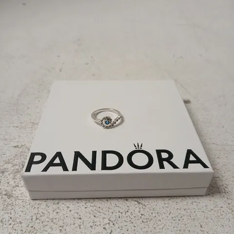 PANDORA RING IN SILVER WITH BLUE GEMSTONE 