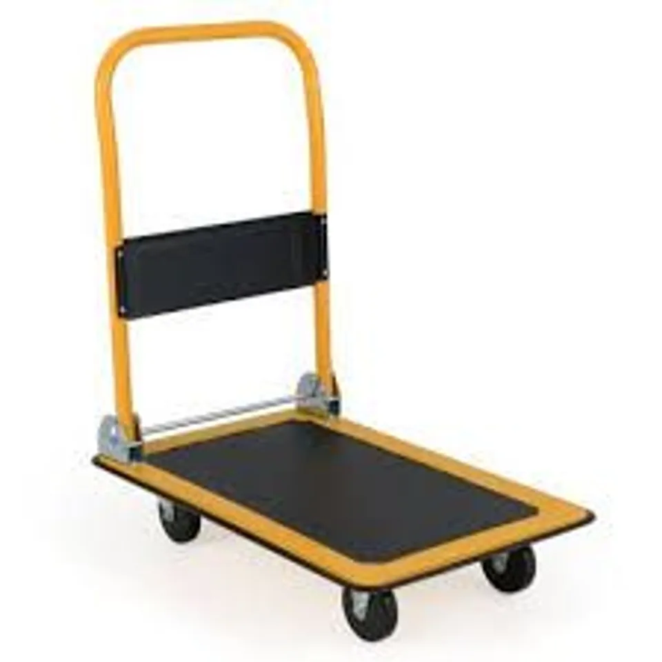 BOXED 150KG WEIGHT CAPACITY FOLDING PUSH CART DOLLY WITH 360 DEGREE SWIVEL WHEELS-BLACK