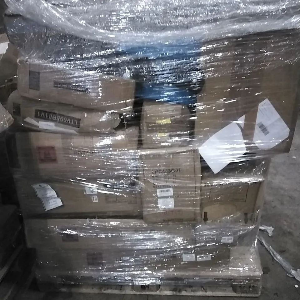 PALLET TO INCLUDE TRASH CAN,LED FLOOD LIGHTS,DOG CAGE,SINK CABINET AND OTHER ASSORTED ITEMS...