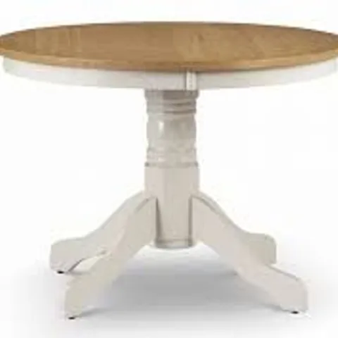 BOXED JULIAN BOWEN DAVENPORT ROUND PEDESTAL TABLE - OAK/ELEPHANT GREY (2 BOXES)