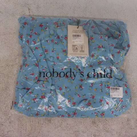 BAGGED NOBODY'S CHILD ALIYAH SHORT SLEEVE BLOUSE IN BLUE SIZE SMALL