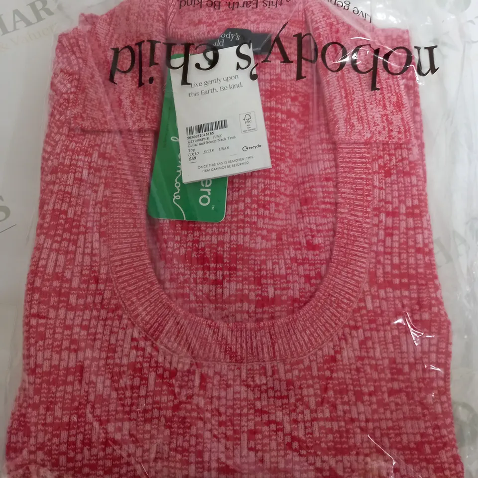 NOBODYS CHILD COLLAR AND SCOOP NECK TRIM TOP IN RED - UK10