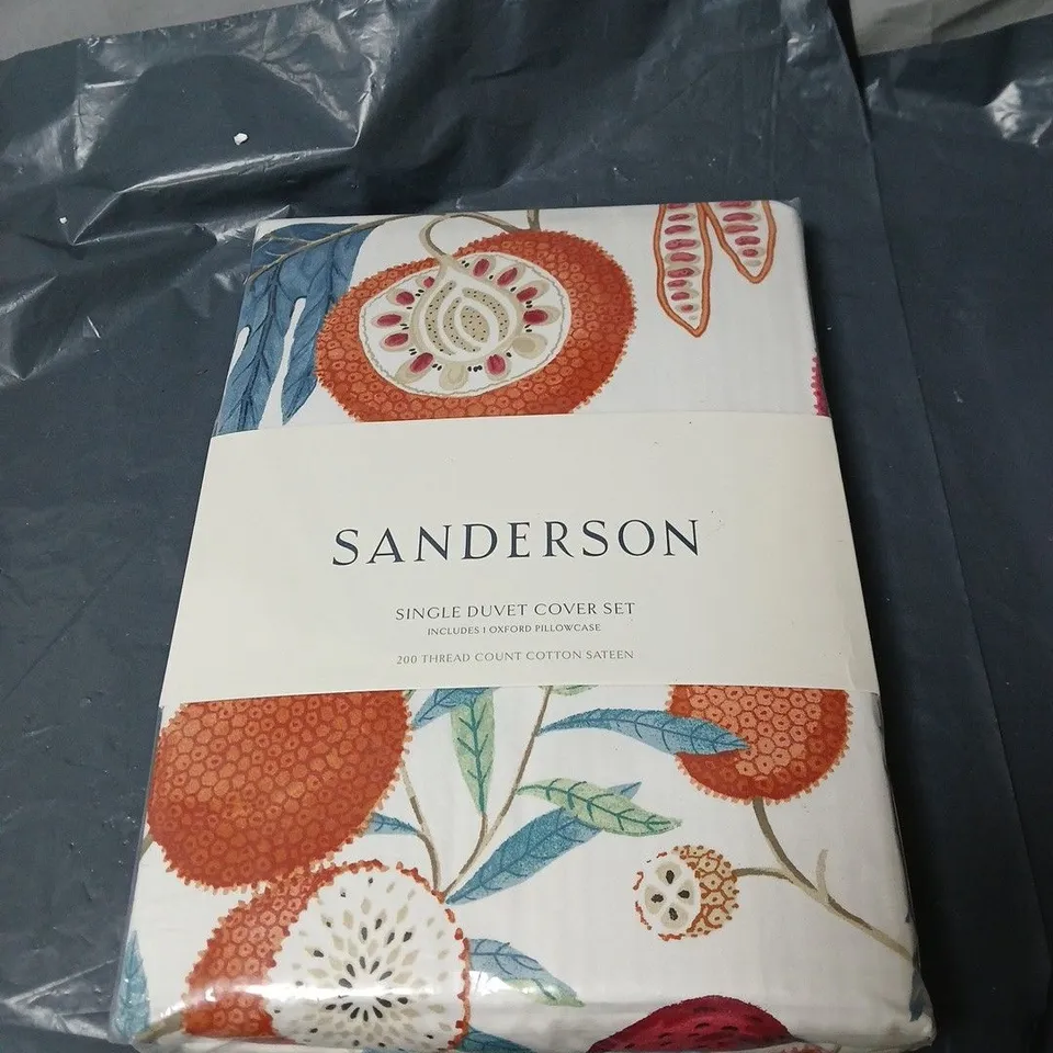 SANDERSON JACKFRUIT DUVET COVER SET – SINGLE, 200 THREAD COUNT COTTON SATEEN, INCLUDES OXFORD PILLOWCASE