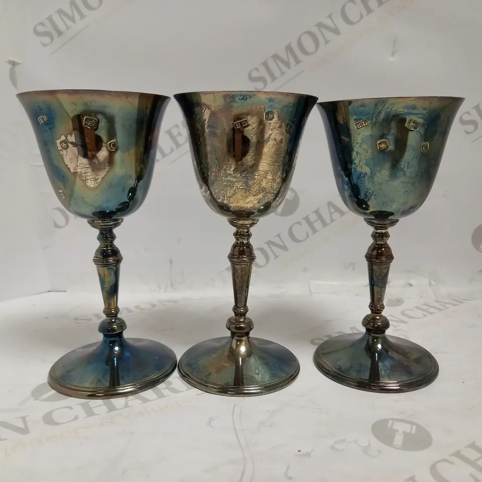 SET OF 3 SILVER WINE CUPS - POSSIBLY BURRAGE DAVENPORT