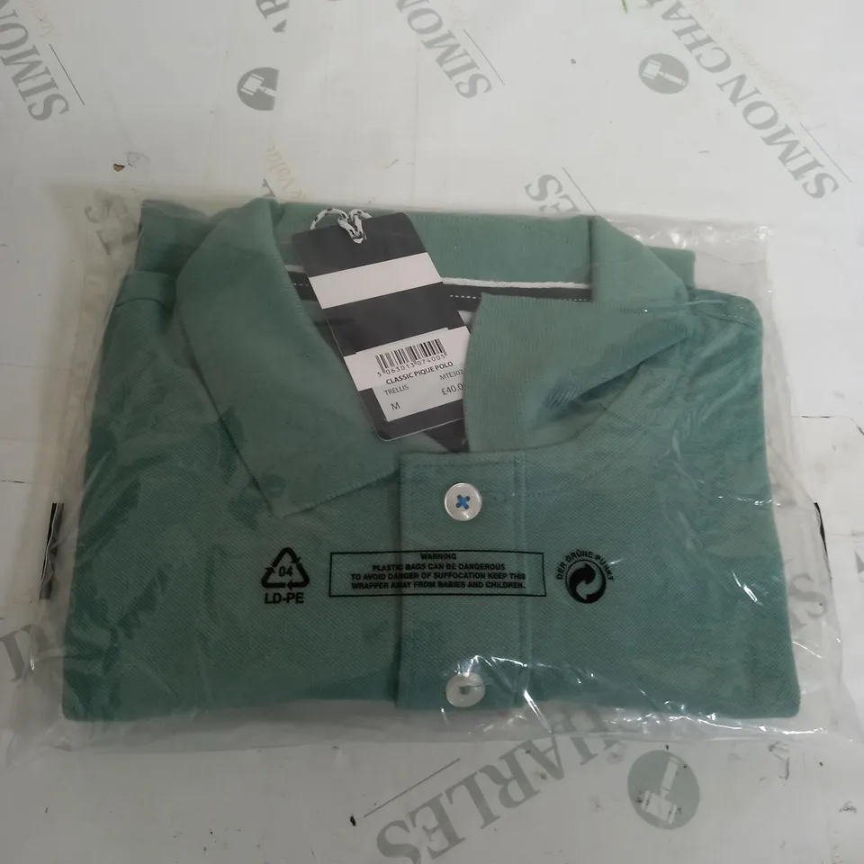 CREW CLOTHING COMPANY GREEN POLO SIZE M 