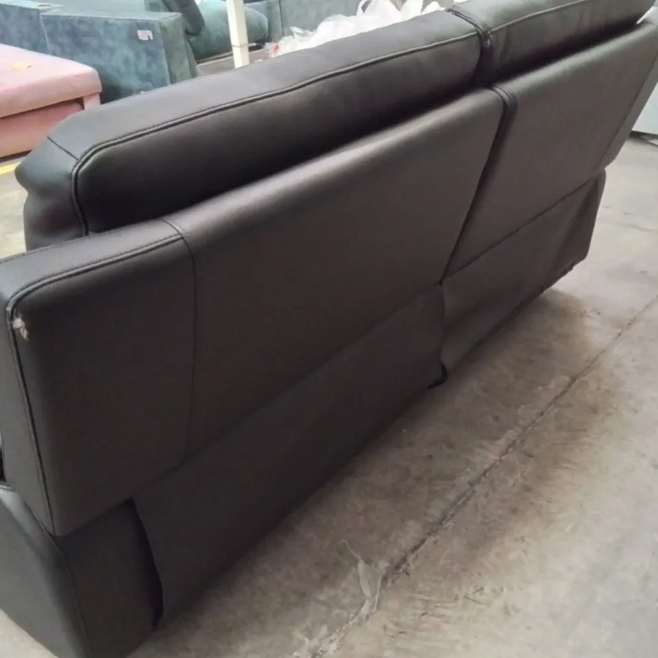 DESIGNER BLACK FAUX LEATHER EDISON 3 SEARER MANUAL RECLINING SOFA