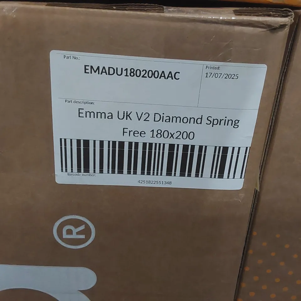 BRAND NEW BOXED EMMA UK V2 DIAMOND SPRING FREE 180 x 200CM SUPER KING MATTRESS 