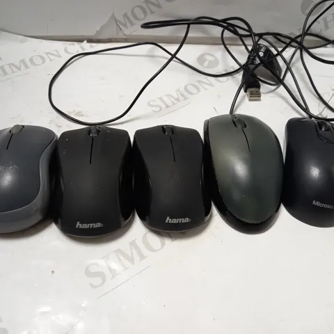 LOT OF APPROX 15 ASSORTED WIRELESS AND WIRED MOUSES TO INCLUDE MICROSOFT, LOGITECH, HAMA, ETC