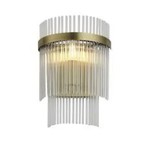 BOXED ENDON MARIETTA 1 LIGHT INDOOR WALL LIGHT — ANTIQUE BRASS & CLEAR GLASS