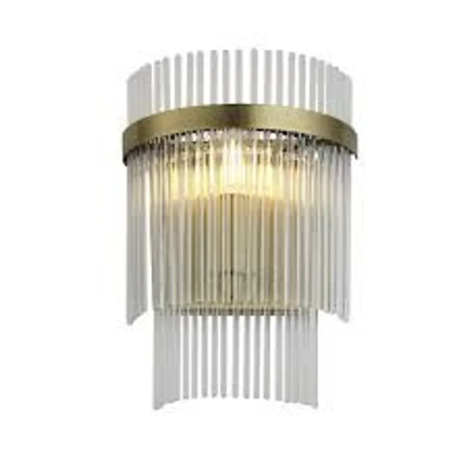 BOXED ENDON MARIETTA 1 LIGHT INDOOR WALL LIGHT — ANTIQUE BRASS & CLEAR GLASS