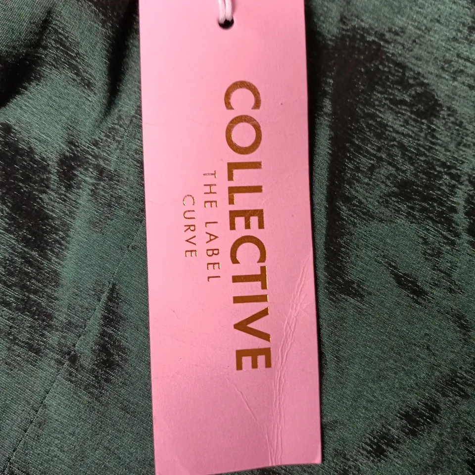 COLLECTIVE THE LABEL CURVE EMERALD GREEN SATIN DRESS