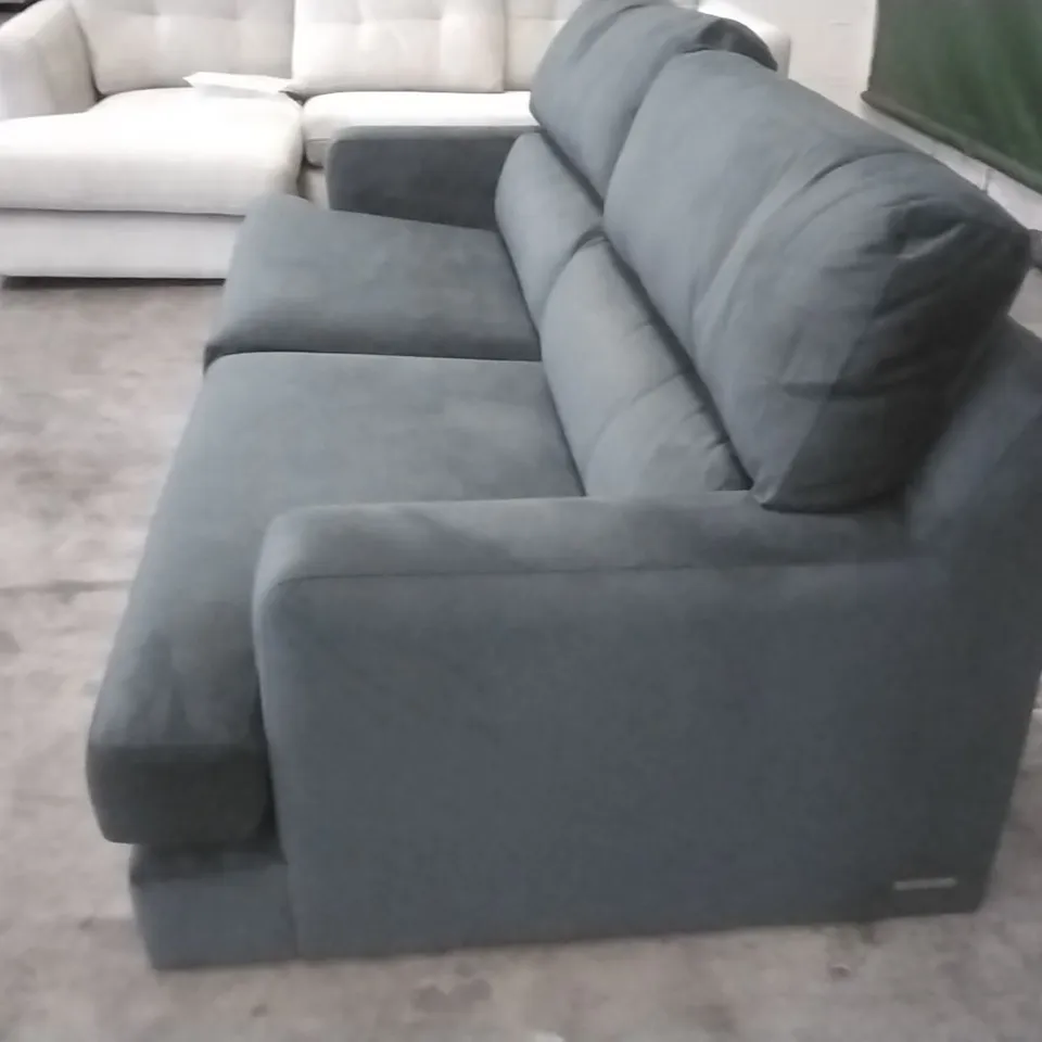 QUALITY BRITISH MADE THE LOUNGE COMPANY ROMILLY SLATE SHADOW FABRIC FOUR SEATER SOFA