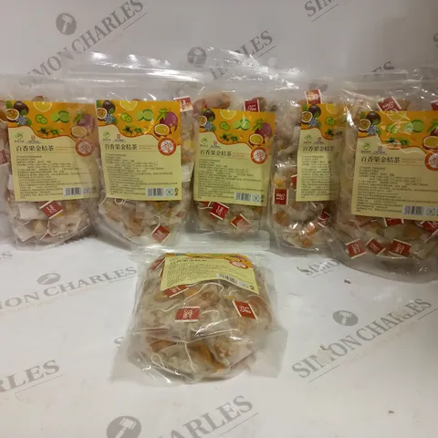 APPROXIMATELY 6 SEALED PASSION FRUIT AND KUMQUAT TEA PACKETS 