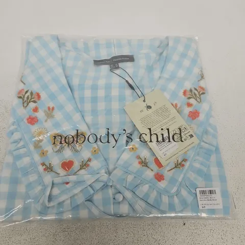 NOBODY'S CHILD SLEEVELESS BIRDIE BLOUSE – BLUE GINGHAM, UK16