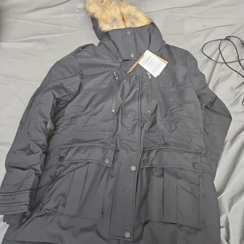 WANTDO BLACK HOODED PUFFER COAT WITH FAUX FUR TRIM – SIZE M (MEN)