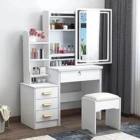 BOXED DRESSING TABLE WITH LED LIGHTING, ADJUSTABLE BRIGHTNESS, DRESSING TABLE - WHITE (1 BOX)