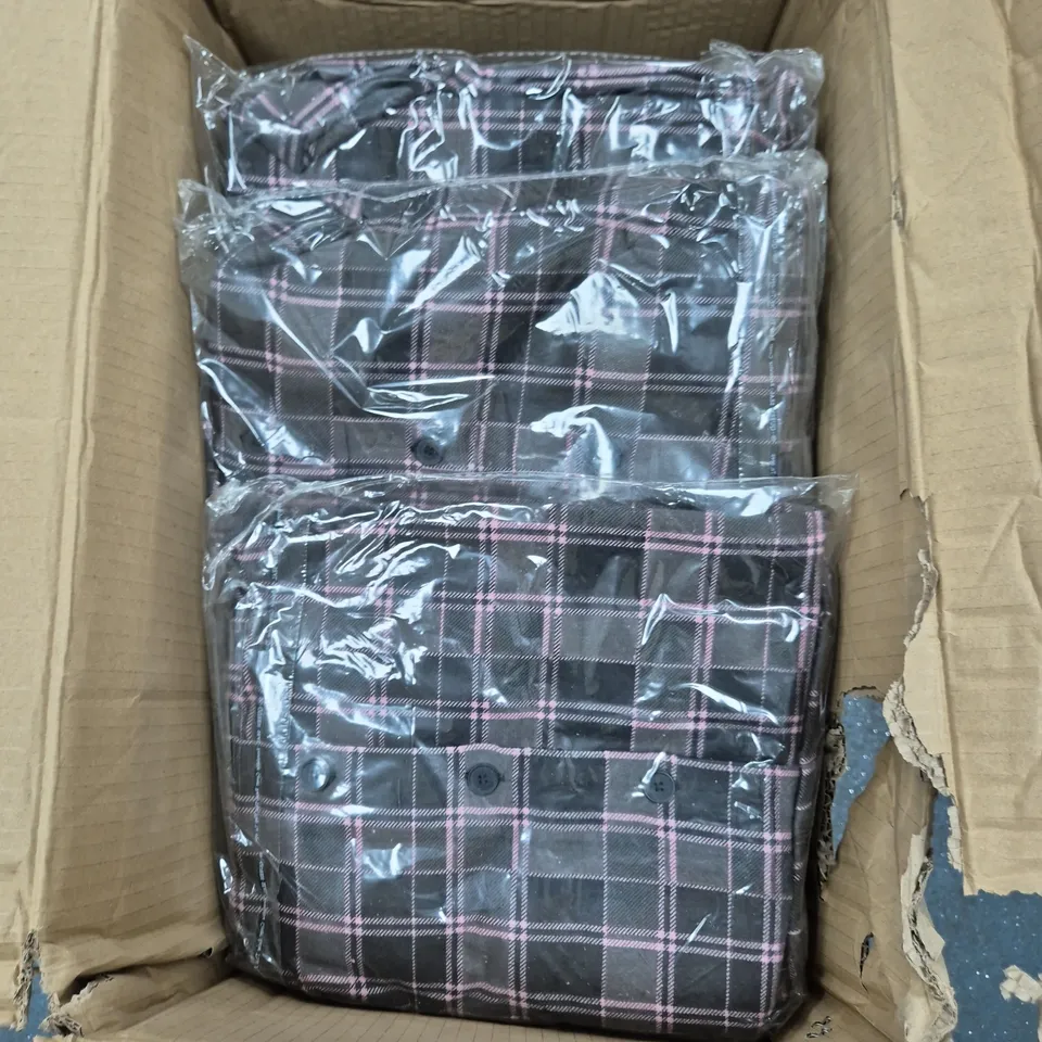 BOX OF APPROXIMATELY 20 NIGHT SUIT FLANNELS IN BLACK CHECK SIZE M - COLLECTION ONLY