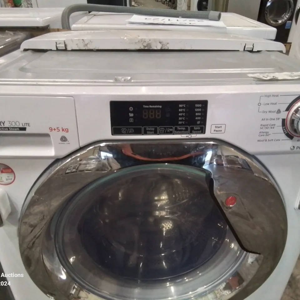 HOOVER H-WASH/DRY HBDS495D1ACE/-80 INTEGRATED WASHER DRYER, 9KG WASH+5KG DRY, 1400 RPM, 12 PROGRAMMES, 3 DRYING LEVELS, WHITE WITH CHROME DOOR [ENERGY CLASS E]