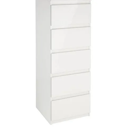 LISSON 5 DRAWER NARROW CHEST - WHITE