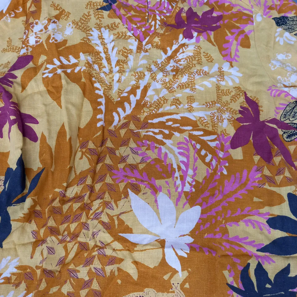 WHITE STUFF KATE LINEN BLEND TOP IN YELLOW/MULTI SIZE 12