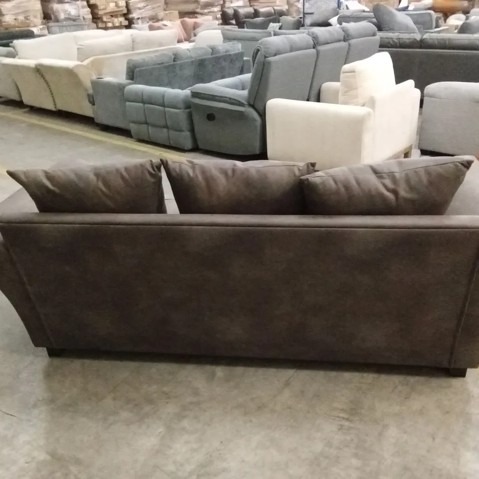 DURY LEATHER LOOK 3 SEATER SOFA - CHOCOLATE RRP £599
