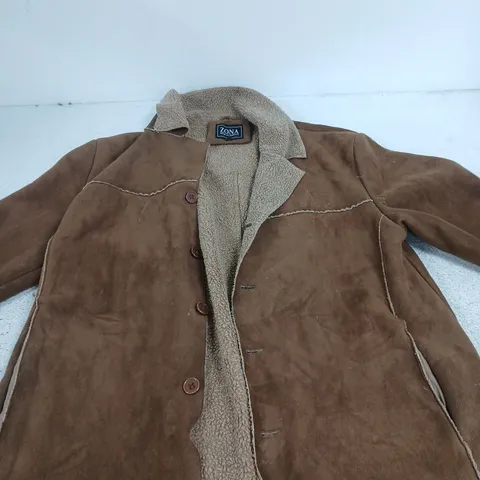 ZONA NEW CLASSICS BROWN SUEDE SHEARLING COAT – SIZE L