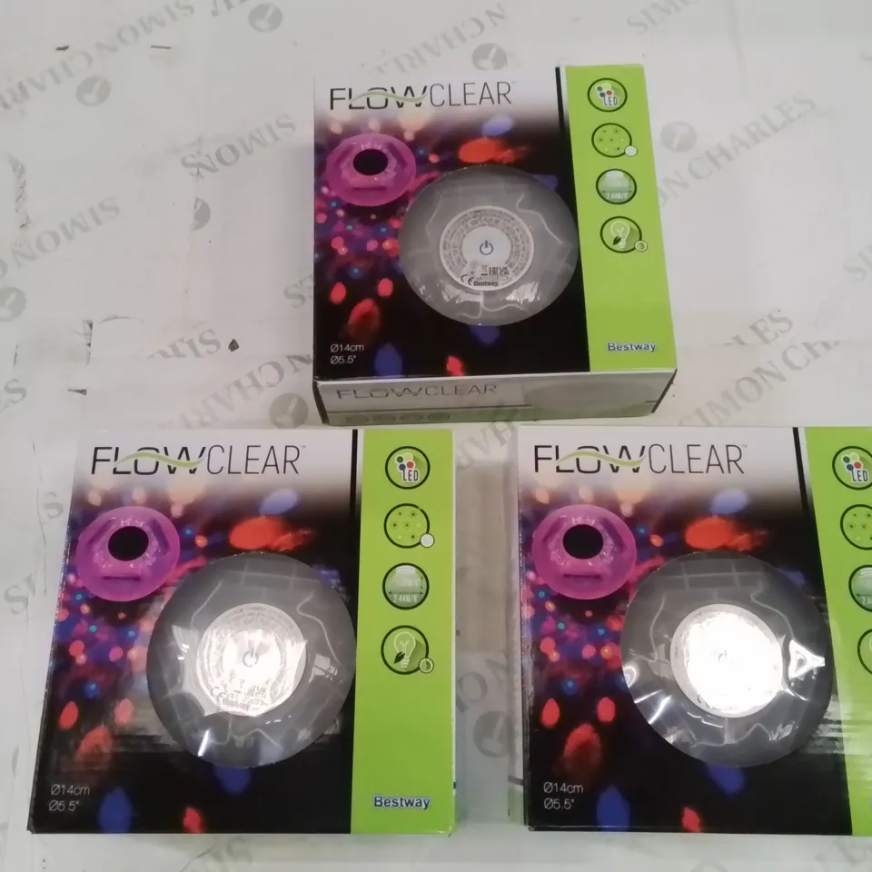 3 BRAND NEW BESTWAY FLOWCLEAR LED FLOATING POOL LIGHTS
