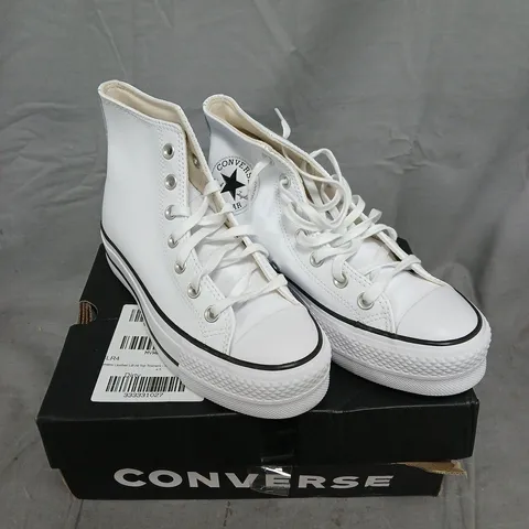 CONVERSE WOMENS LEATHER LIFT HI TOP TRAINERS - 4.5