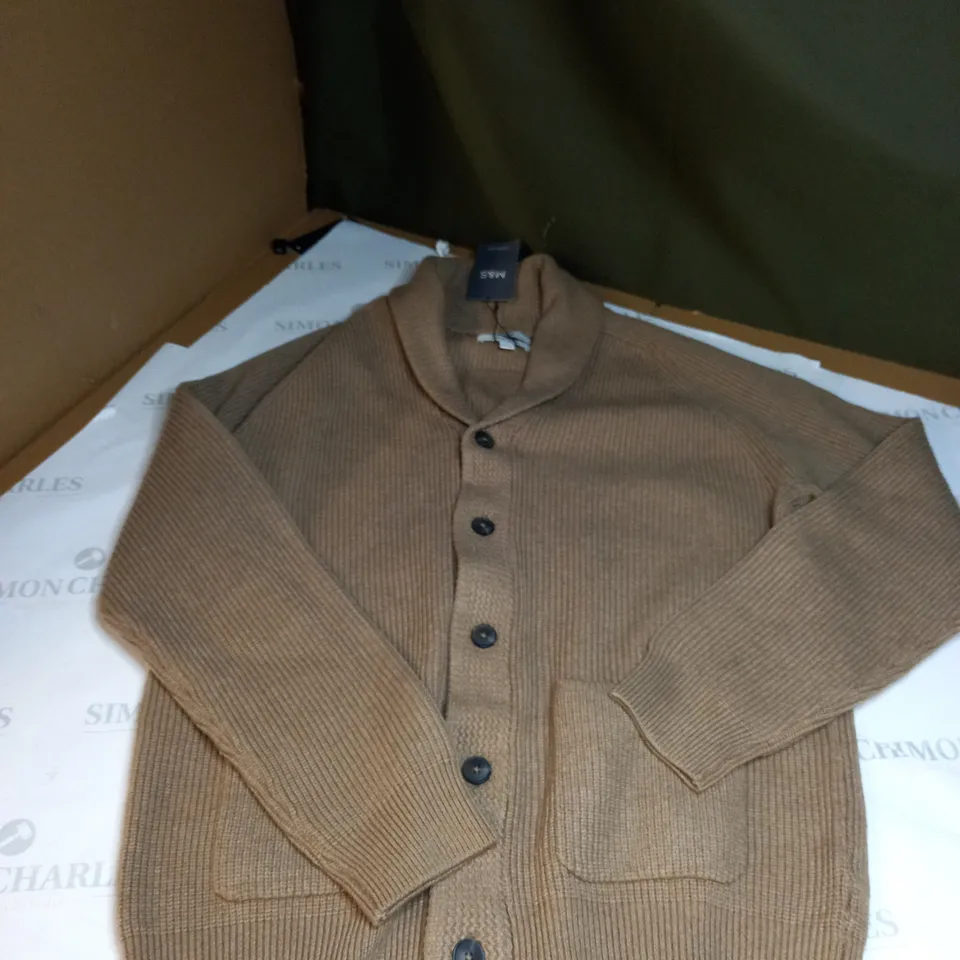 M&S BROWN LONG SLEEVE CARDIGAN SIZE M 
