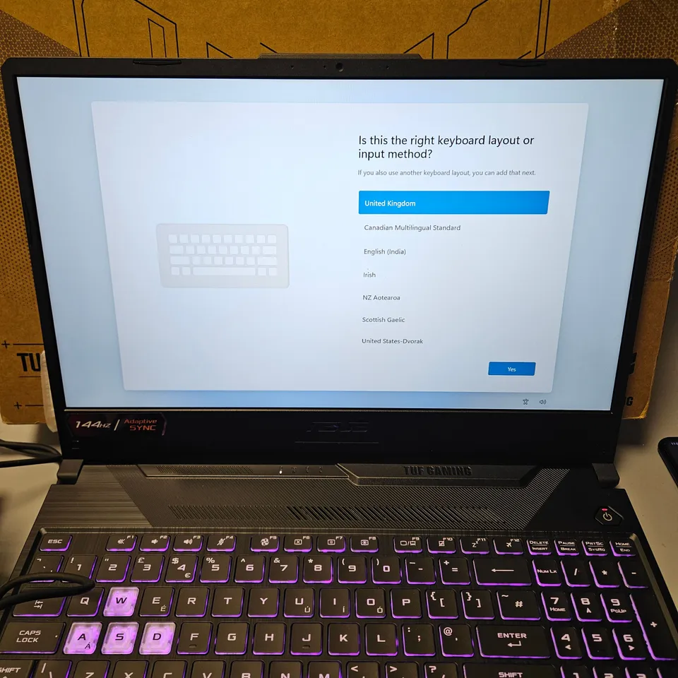 BOXED ASUS TUF 15 GAMING LAPTOP - INTEL CORE I5-1140H CPU, 8GB RAM, 512GB SSD, NVIDIA GEFORCE RTX 2050 GPU