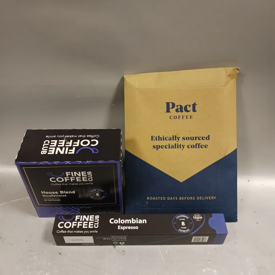 APPROXIMATELY 10 ASSORTED COFFEE PRODUCTS TO INCLUDE PACT COFFEE & FINE COFFEE CLUB