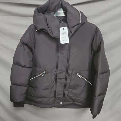 REISS LEXIE PUFFER COAT IN BLACK SIZE M PETITE
