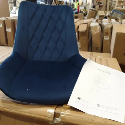 BOXED SET OF 2 UPHOLSTERED FABRIC DINING CHAIRS - BLUE (1 BOX)