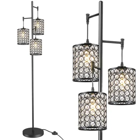 BOXED BROADWELL 160CM BLACK TREE FLOOR LAMP 