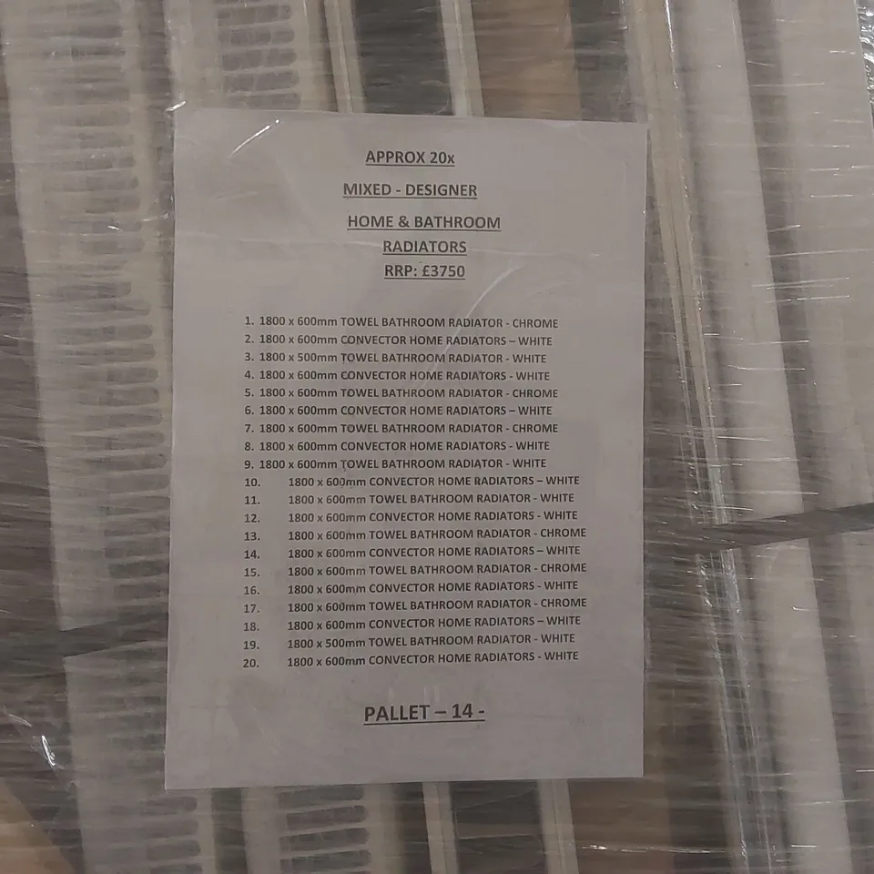 PALLET CONTAINING APPROXIMATELY 20x MIXED DESIGNER HOME & BATHROOM RADIATORS