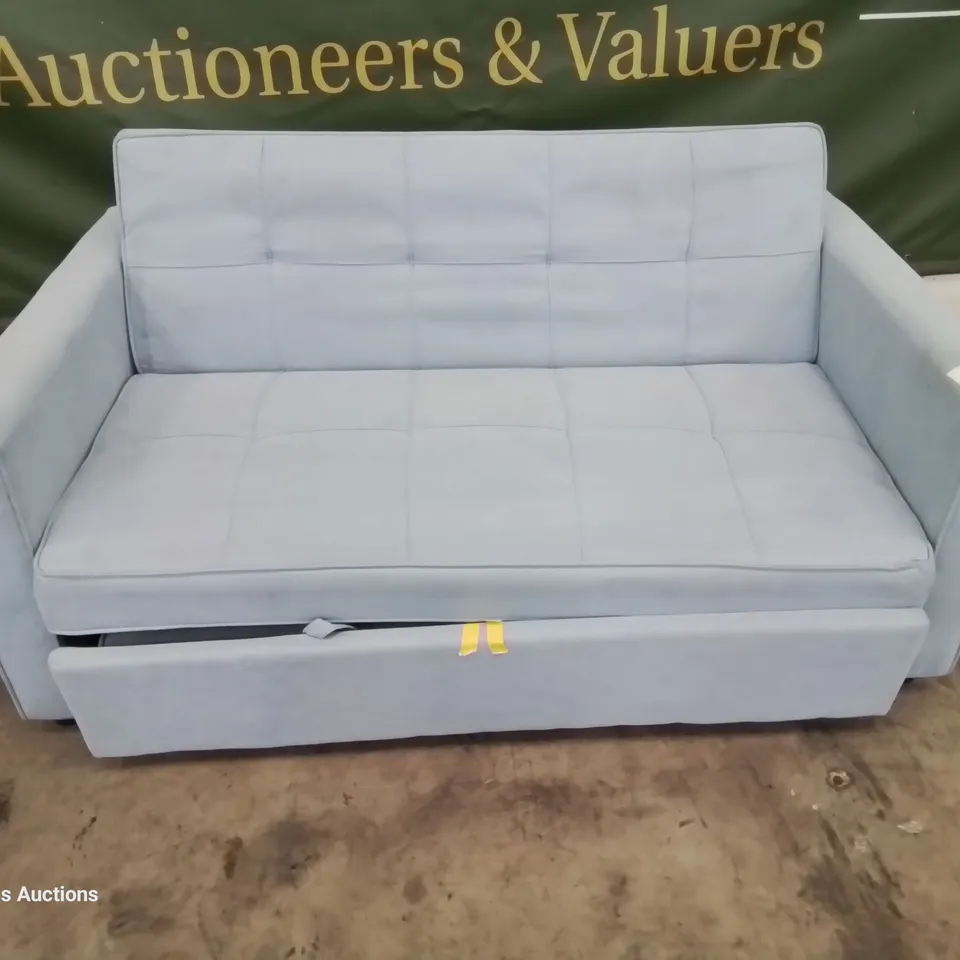 DESIGNER CLIC CLAC SOFA BED BABY BLUE PLUSH FABRIC 