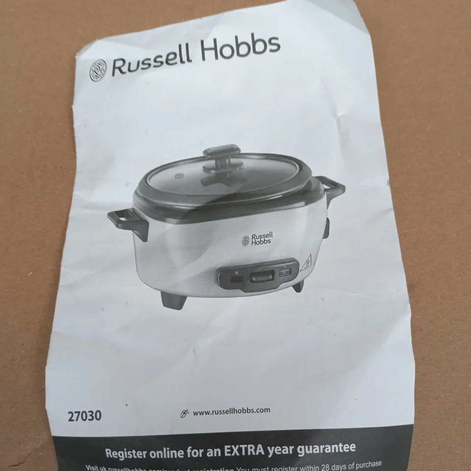 RUSSELL HOBBS RICE COOKER 27030 – WHITE WITH GLASS LID
