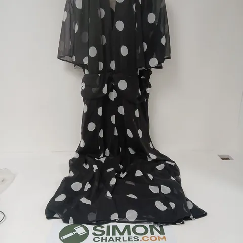 KALEIDOSCOPE BLACK POLKA DOT MAXI DRESS β UK 16