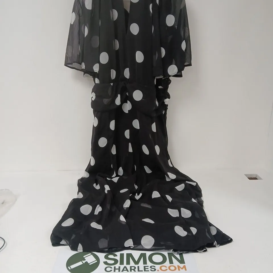 KALEIDOSCOPE BLACK POLKA DOT MAXI DRESS – UK 16