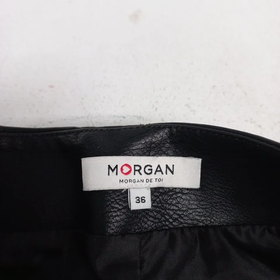 MORGAN DE TOI LEATHER SKIRT – (EU 36), BLACK WITH STUDDED TRIM