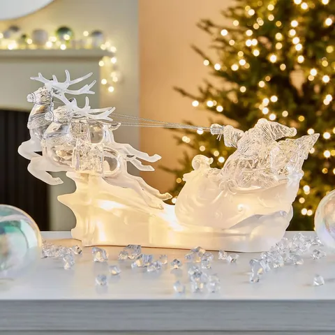 CRYSTAL-EFFECT SANTA SLEIGH CHRISTMAS DECORATION