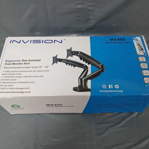 BOXED INVISION MX400 DUAL MONITOR ARM