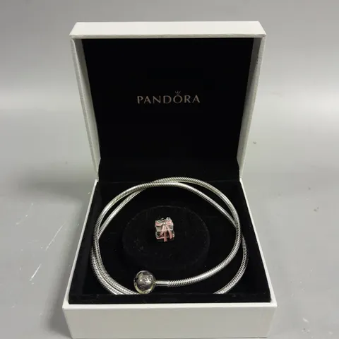 PANDORA CHARM ROPE WITH PINK PRESENT CHARM